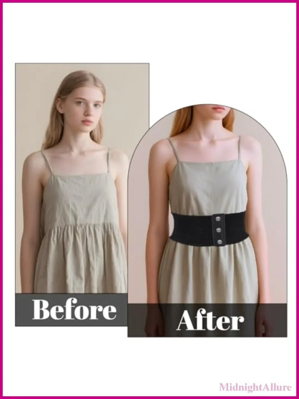 Wide Elastic Waist Belt for Women Lace Embellished Snap Fastener Dress Belt